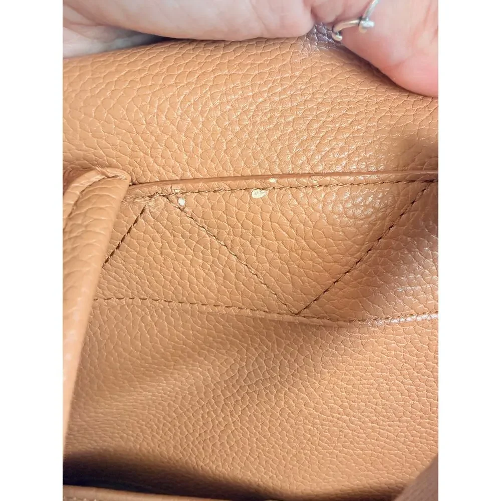 Freshly Picked Tan Faux Leather Diaper Bag Backpack Convertible Gold Hardware